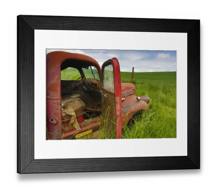 Framed Print : North America: USA; Wshington; OLd Colorful Field Truck in field Framed Print : North America: USA; Wshington; OLd Colorful Field Truck in field