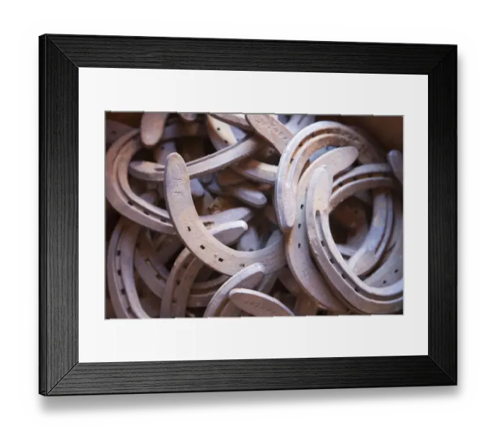 Framed Print : USA, Wyoming, Shell, The Hideout Ranch, A Pile of Horseshoes (MR / PR) Framed Print : USA, Wyoming, Shell, The Hideout Ranch, A Pile of Horseshoes (MR / PR)