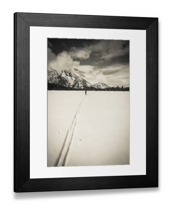 Framed Print : Backcountry skier under Mount Moran, Grand Teton National Park, Wyoming USA Framed Print : Backcountry skier under Mount Moran, Grand Teton National Park, Wyoming USA