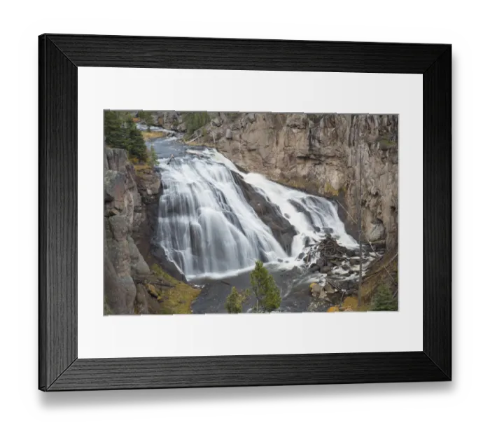 Framed Print : 67545-09708 Gibbon Falls at Yellowstone National Park, WY
