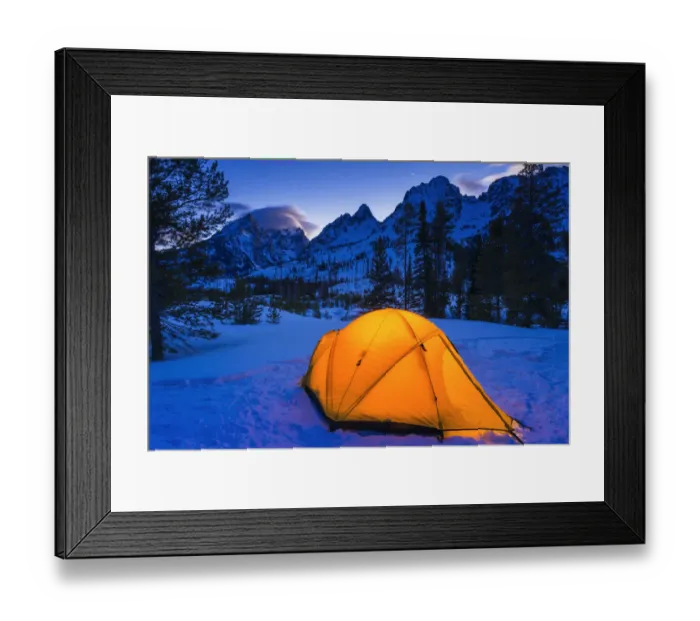 Framed Print : Winter camp at dusk under the Tetons, Grand Teton National Park, Wyoming USA Framed Print : Winter camp at dusk under the Tetons, Grand Teton National Park, Wyoming USA