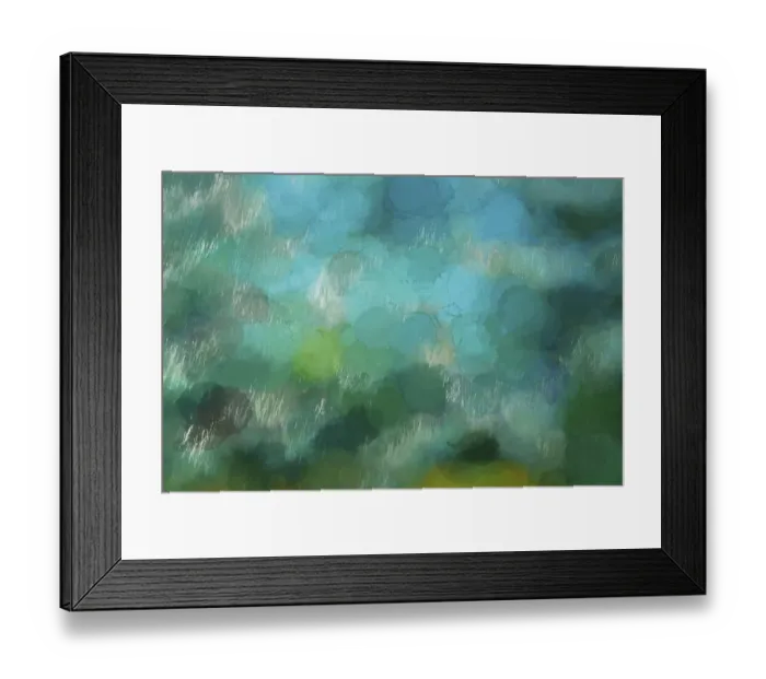 Framed Print : Abstract of a waterfall in greens Framed Print : Abstract of a waterfall in greens