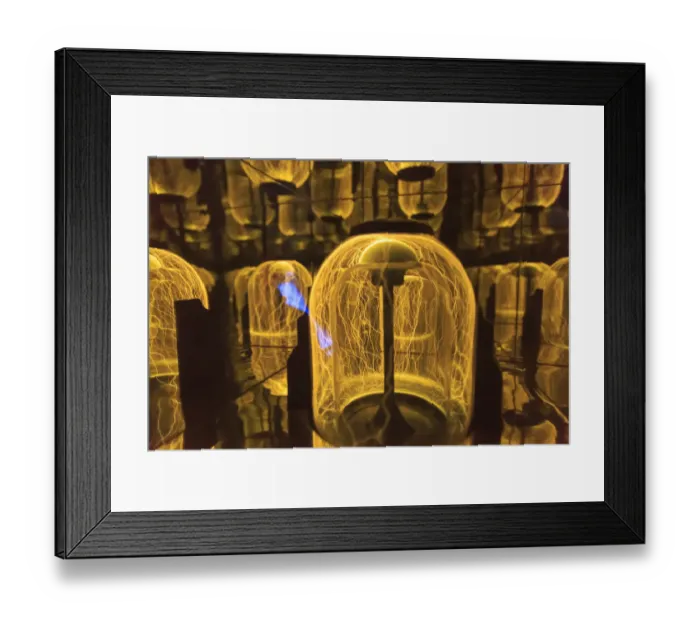 Framed Print : Abstract, colorful view of electricity and sparks being generated Framed Print : Abstract, colorful view of electricity and sparks being generated