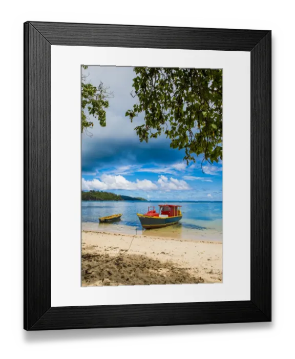 Framed Print : Local fishermen boat, Mahe, Republic of Seychelles, Indian Ocean Framed Print : Local fishermen boat, Mahe, Republic of Seychelles, Indian Ocean
