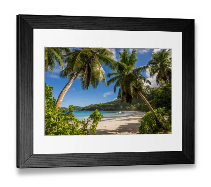 Framed Print : Petit Police Bay Beach, Mahe, Republic of Seychelles, Indian Ocean