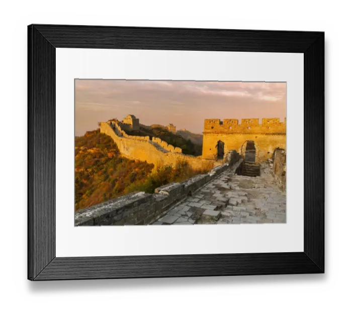 Framed Print : Great Wall of China and Jinshanling Mountains at sunrise, Jinshanling, China