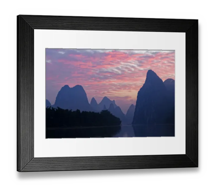 Framed Print : Li River at sunrise, near Xingping, China Framed Print : Li River at sunrise, near Xingping, China