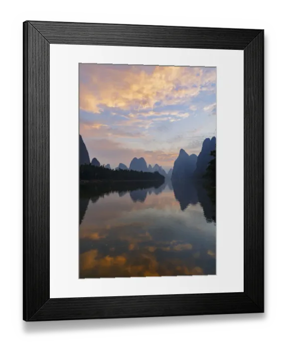 Framed Print : Li River at sunrise, near Xingping, China Framed Print : Li River at sunrise, near Xingping, China