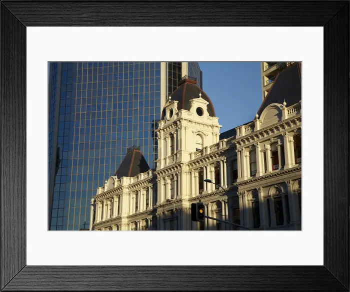 Framed Print : Historic Customhouse and modern glass building, Auckland, North Island, New Zealand