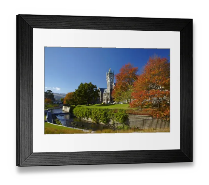 Framed Print : Clock Tower, Registry Building, University of Otago in Autumn, Dunedin, South Island Framed Print : Clock Tower, Registry Building, University of Otago in Autumn, Dunedin, South Island