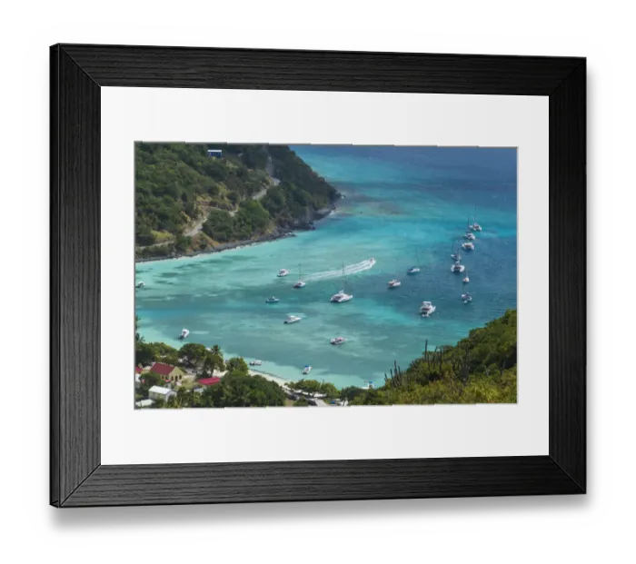 Framed Print : British Virgin Islands, Jost Van Dyke. Great Harbour from Majohnny Hill Framed Print : British Virgin Islands, Jost Van Dyke. Great Harbour from Majohnny Hill