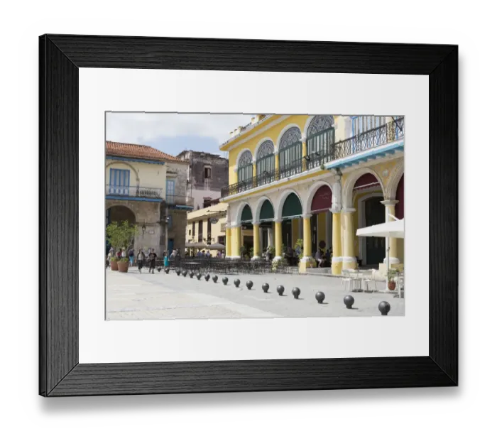 Framed Print : Cuba, Havana, Old Havana. Tourists in Old Square