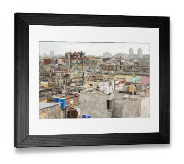 Framed Print : Cuba, Havana. Overview of buildings and rooftops
