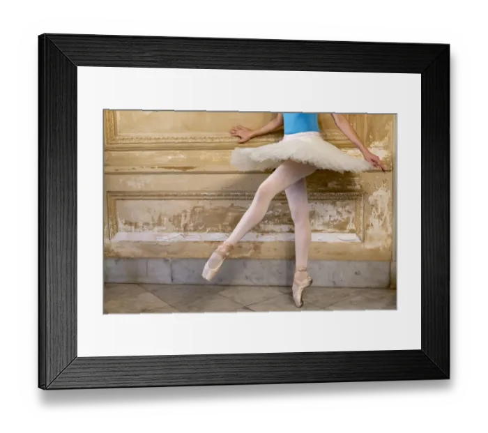 Framed Print : Cuba, Havana. Ballerina balancing on one leg