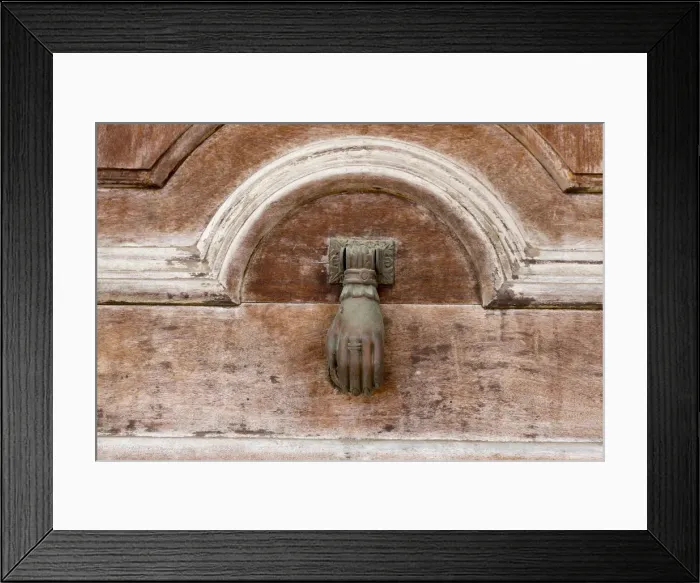 Framed Print : Cuba, Havana, Colon Cemetery. Hand door knocker on chapel