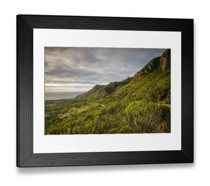 Framed Print : French West Indies, St-Barthelemy. Grand Fond, elevated landscape, dawn Framed Print : French West Indies, St-Barthelemy. Grand Fond, elevated landscape, dawn
