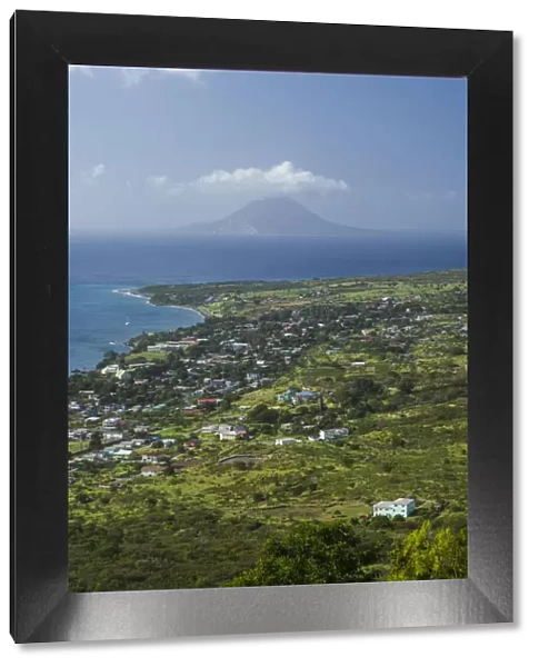 St. Kitts and Nevis, St. Kitts. Brimstone Hill Fortress, elevated coast view towards