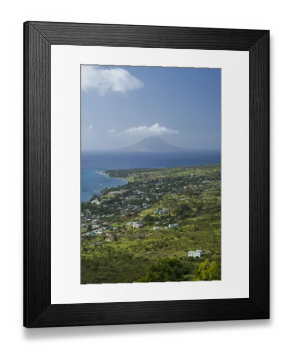 Framed Print : St. Kitts and Nevis, St. Kitts. Brimstone Hill Fortress, elevated coast view towards Framed Print : St. Kitts and Nevis, St. Kitts. Brimstone Hill Fortress, elevated coast view towards