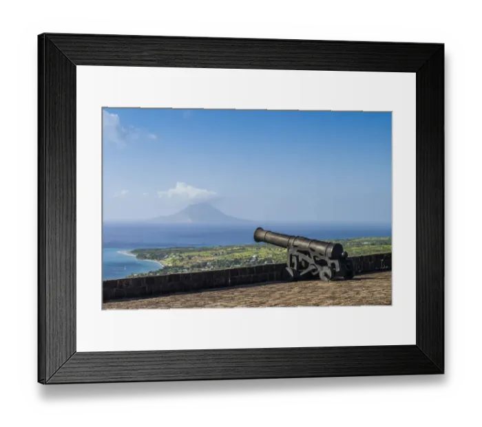 Framed Print : St. Kitts and Nevis, St. Kitts. Brimstone Hill Fortress, elevated coast view towards Framed Print : St. Kitts and Nevis, St. Kitts. Brimstone Hill Fortress, elevated coast view towards