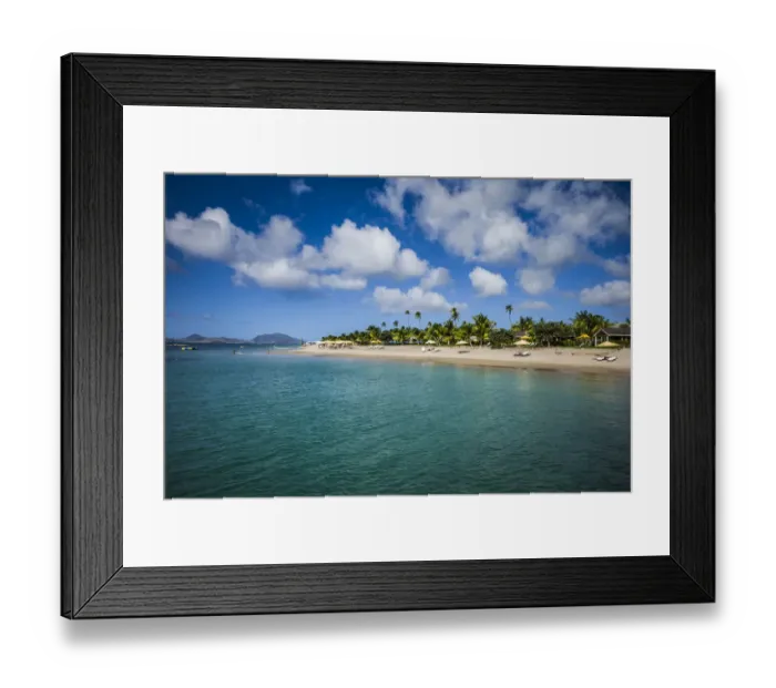 Framed Print : St. Kitts and Nevis, Nevis. Pinneys Beach