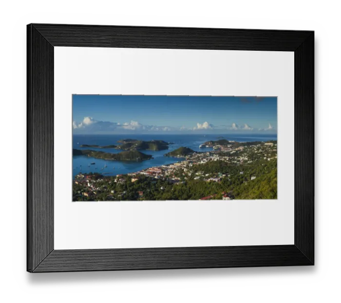 Framed Print : U. S. Virgin Islands, St. Thomas. Elevated town view of Charlotte Amalie Framed Print : U. S. Virgin Islands, St. Thomas. Elevated town view of Charlotte Amalie