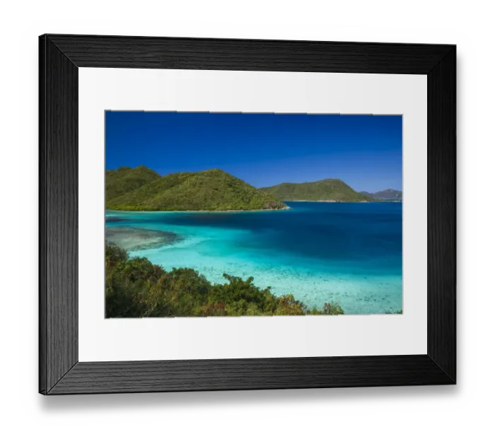 Framed Print : U. S. Virgin Islands, St. John. Leinster Bay, elevated bay view