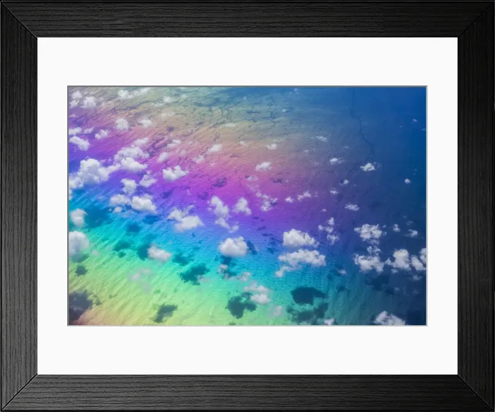 Framed Print : U. S. Virgin Islands, St. Thomas. Aerial view of clouds and rainbow over the Caribbean Sea Framed Print : U. S. Virgin Islands, St. Thomas. Aerial view of clouds and rainbow over the Caribbean Sea