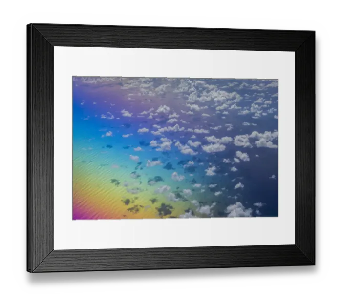 Framed Print : U. S. Virgin Islands, St. Thomas. Aerial view of clouds and rainbow over the Caribbean Sea Framed Print : U. S. Virgin Islands, St. Thomas. Aerial view of clouds and rainbow over the Caribbean Sea