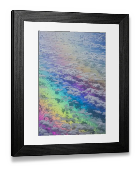 Framed Print : U. S. Virgin Islands, St. Thomas. Aerial view of clouds and rainbow over the Caribbean Sea