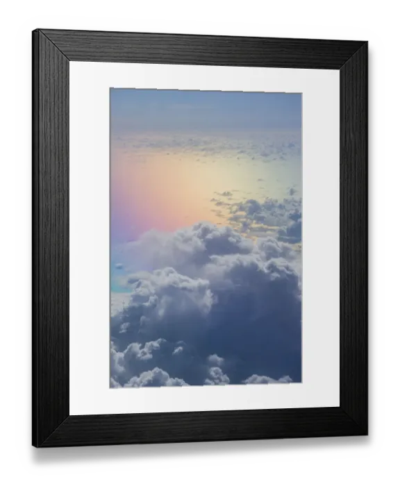 Framed Print : U. S. Virgin Islands, St. Thomas. Aerial view of clouds and rainbow over the Caribbean Sea