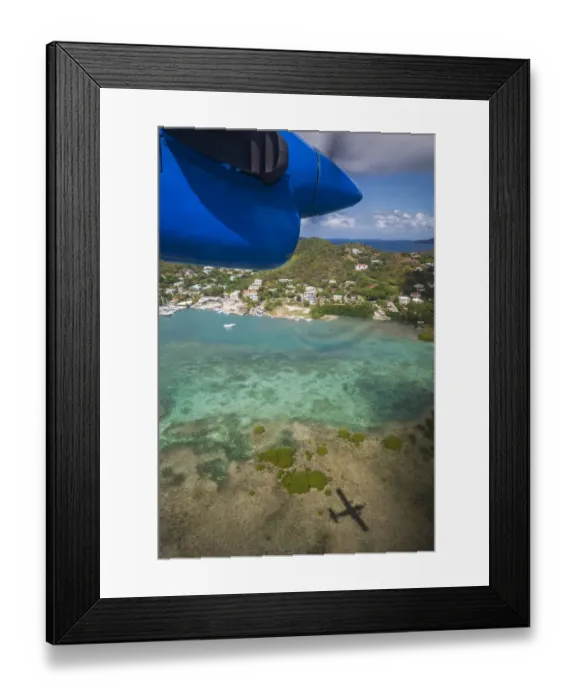 Framed Print : British Virgin Islands, Tortola. Aerial view from propeller-driven aircraft Framed Print : British Virgin Islands, Tortola. Aerial view from propeller-driven aircraft