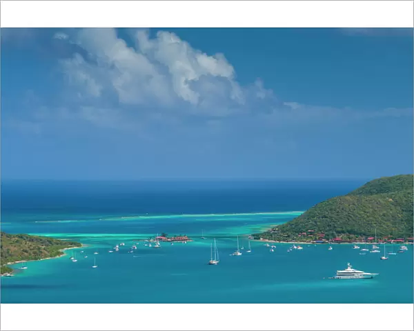 British Virgin Islands, Virgin Gorda. Fanny Hill of North Sound towards Saba Rock