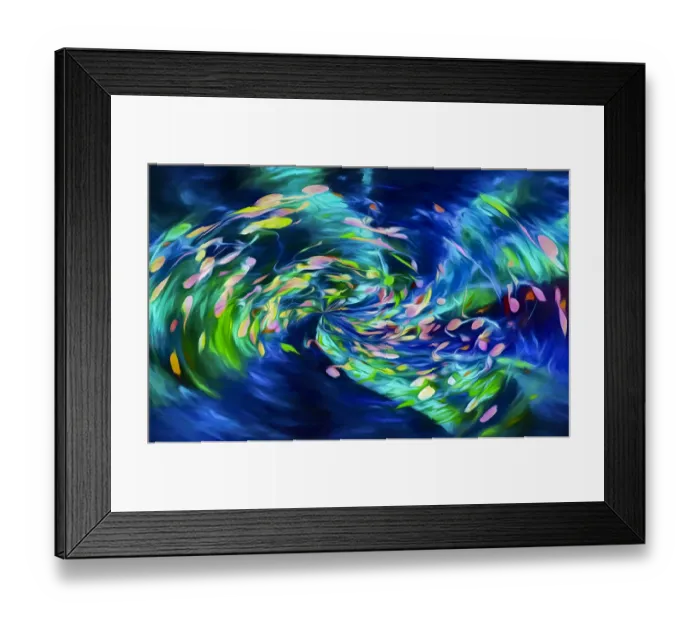 Framed Print : USA, Oregon, Rogue River National Forest. Abstract of leaves in river. Credit as