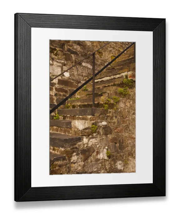 Framed Print : USA, Savannah, Georgia. Steps made from ballast stones along River Street