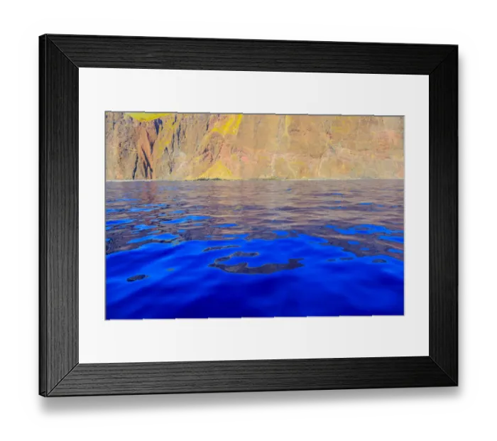 Framed Print : Rugged cliffs and shoreline on the South Shore of Lanai, Kaunoe U, Hawaii, USA