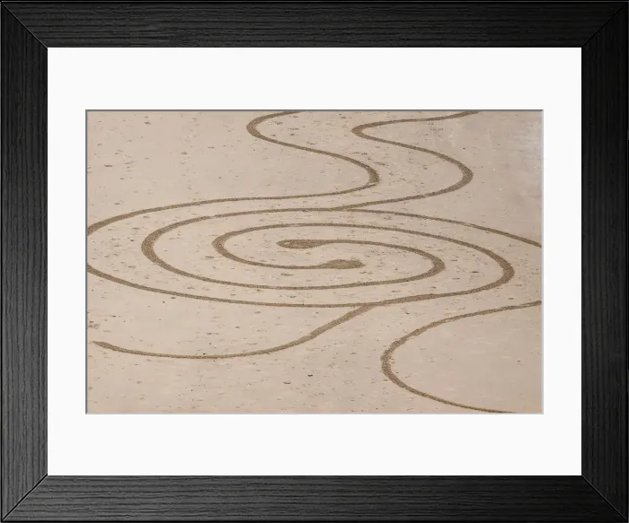 Framed Print : USA, Oregon, Bandon Beach. Geometric drawings in the sand. (PR) Framed Print : USA, Oregon, Bandon Beach. Geometric drawings in the sand. (PR)