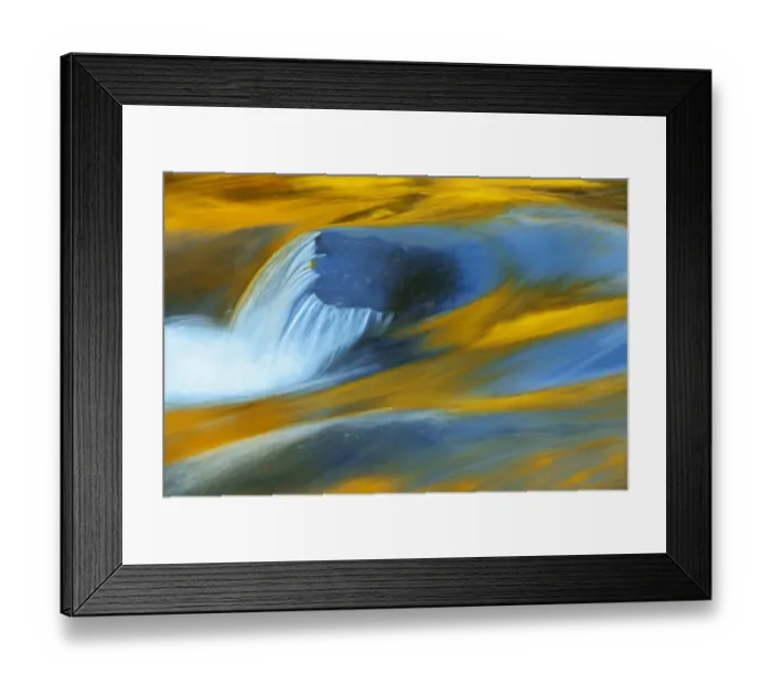Framed Print : Canada, Ontario, Rushing River Provincial Park. Rock and autumn colors reflected in Rushing River