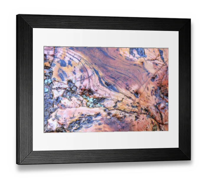 Framed Print : Large naturally polished rock with lichen, Lower Deschutes River, Central Oregon, USA