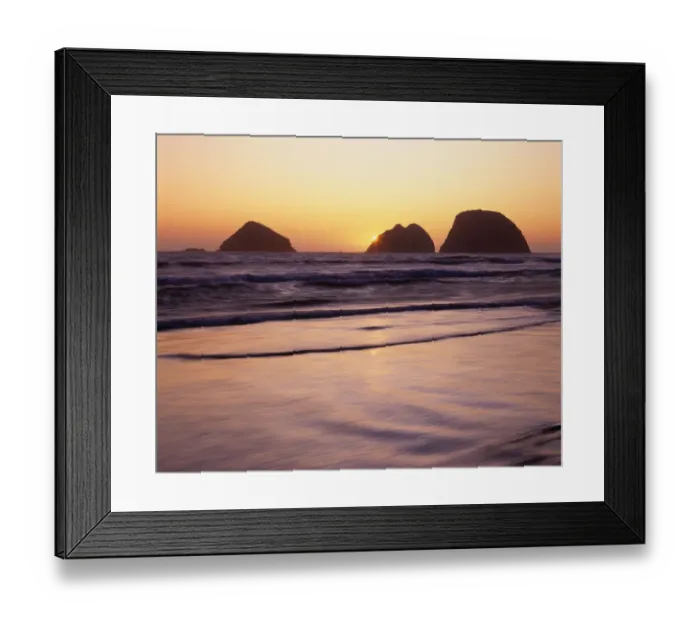 Framed Print : USA, Oregon, Oceanside Beach State Wayside. Sunset over Three Arch Rocks Framed Print : USA, Oregon, Oceanside Beach State Wayside. Sunset over Three Arch Rocks