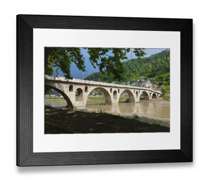 Framed Print : Stone bridge over River Osum, Berat, Albania Framed Print : Stone bridge over River Osum, Berat, Albania
