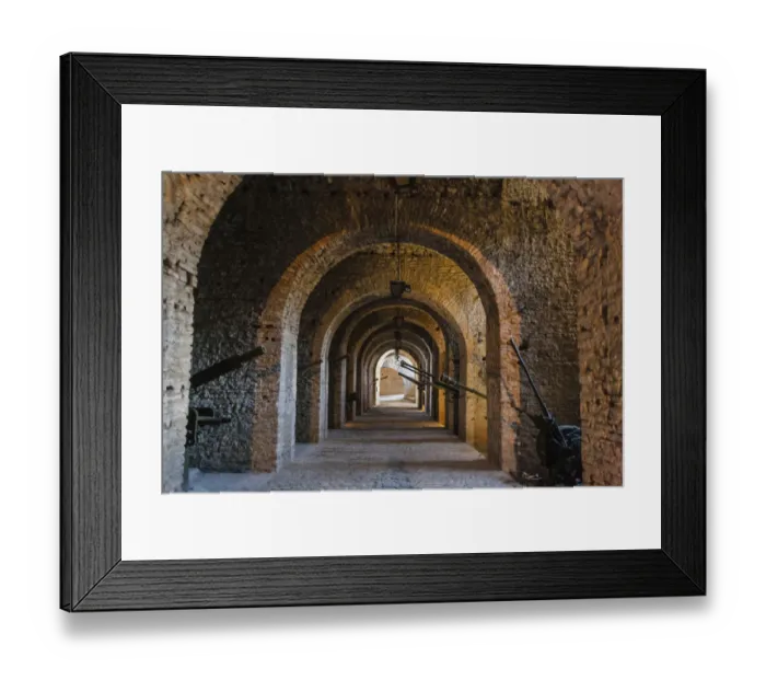 Framed Print : Tunnel inside the castle of Gjirokaster in the mountain, Albania Framed Print : Tunnel inside the castle of Gjirokaster in the mountain, Albania