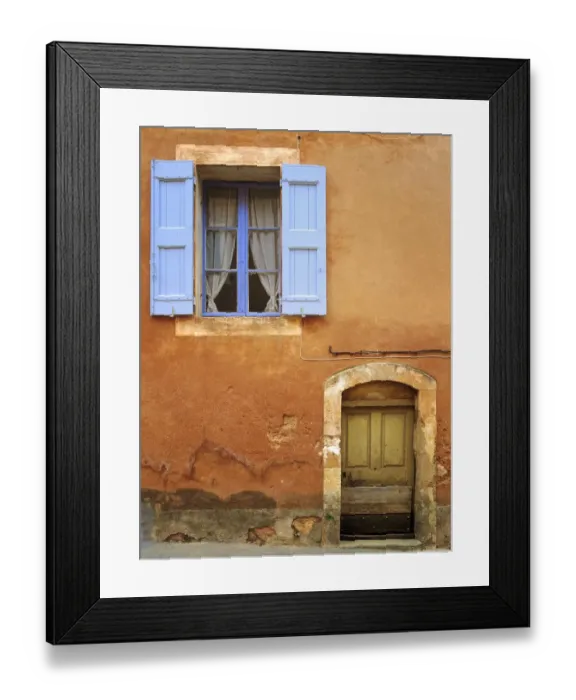 Framed Print : France, Provence, Roussillon. Weathered window and door of house