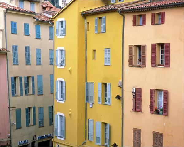 France, Provence, Grasse. Colorful buildings