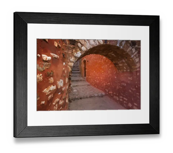 Framed Print : Europe, France, Provence, Roussillon. Stone arch and passageway