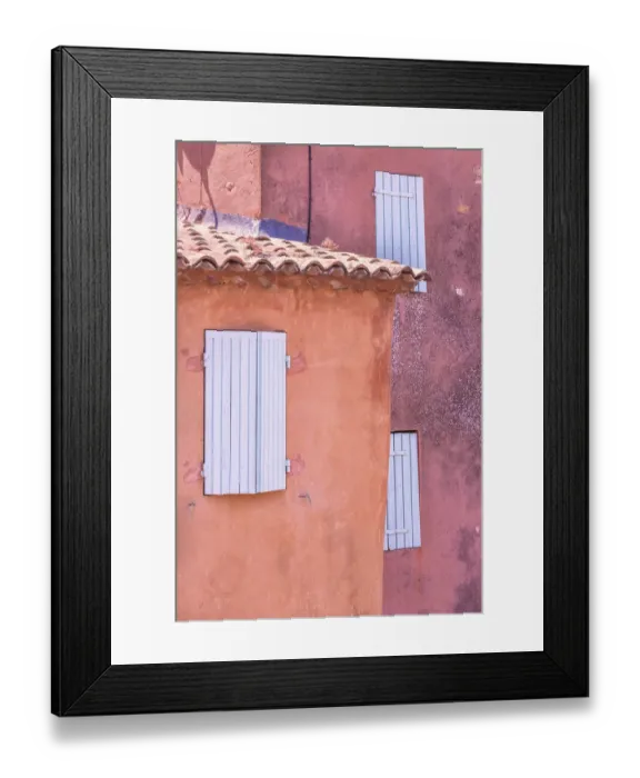 Framed Print : Europe, France, Provence, Roussillon. Window shutters in buildings Framed Print : Europe, France, Provence, Roussillon. Window shutters in buildings
