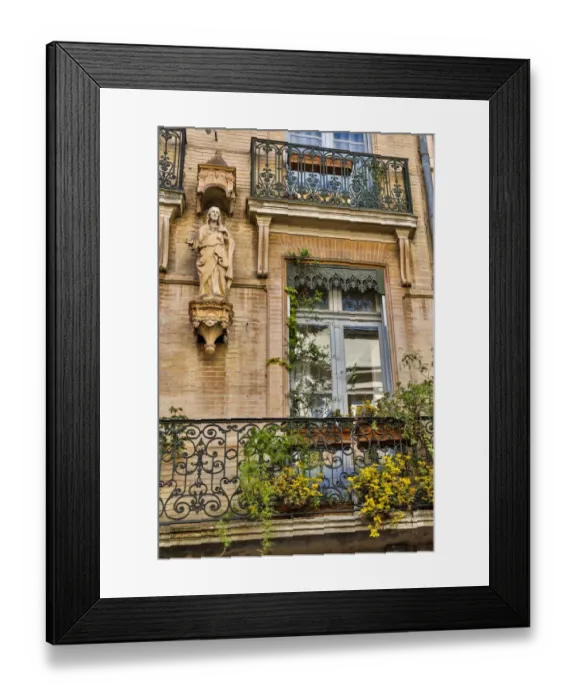 Framed Print : France, Toulouse. Balcony and door
