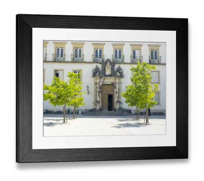 Framed Print : Entrance to the ancient University of Coimbra with the Via Latina colonnade