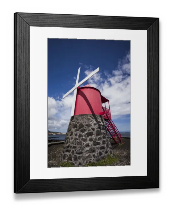 Framed Print : Portugal, Azores, Pico Island, Sao Roque do Pico. Traditional windmill Framed Print : Portugal, Azores, Pico Island, Sao Roque do Pico. Traditional windmill