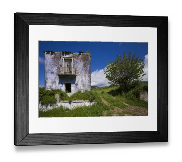 Framed Print : Portugal, Azores, Sao Miguel Island, Vila Franco do Campo. Ruins of old farmhouse