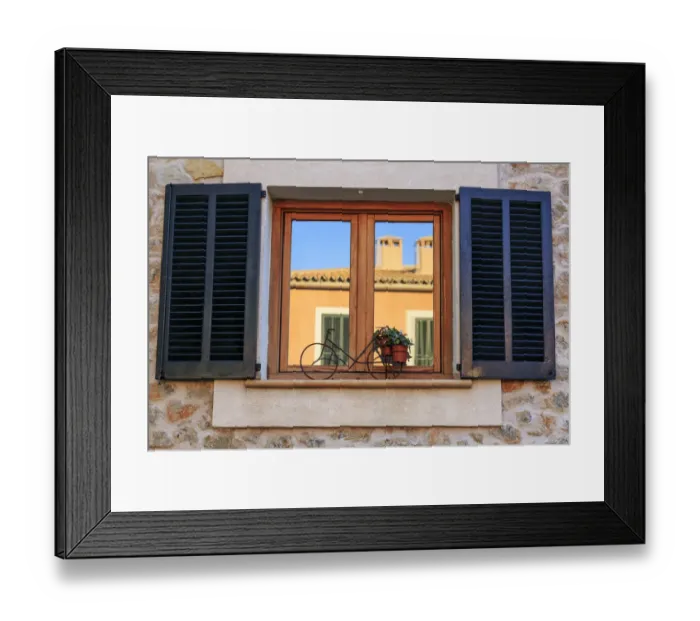 Framed Print : Spain, Balearic Islands, Mallorca. Esporles, Shuttered windows Framed Print : Spain, Balearic Islands, Mallorca. Esporles, Shuttered windows